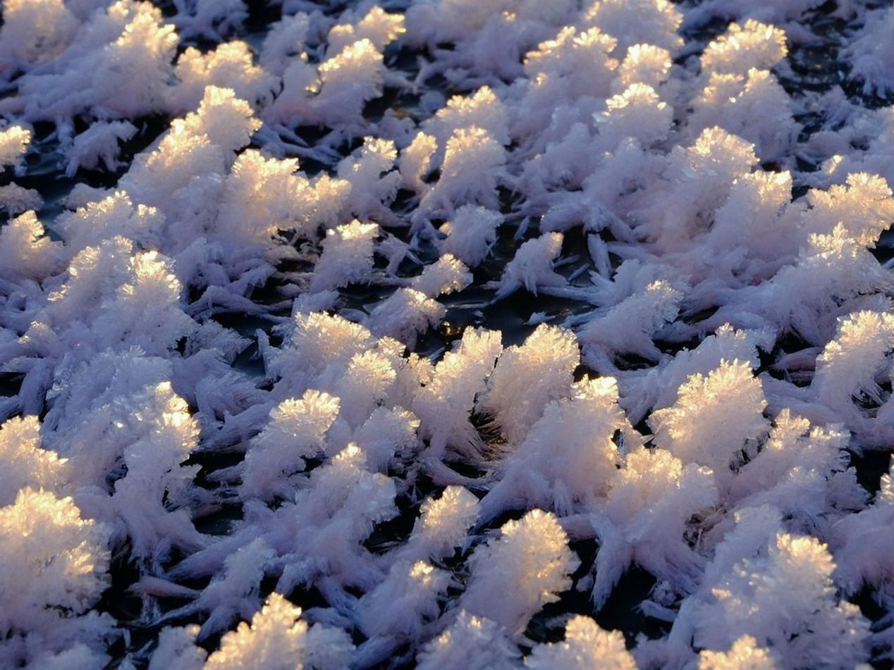 Luz da manhã refratada no gelo cristalino